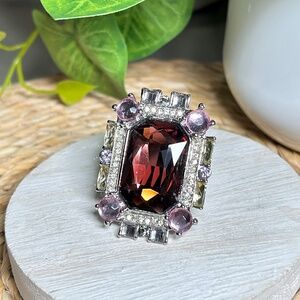 Vintage Chunky Cocktail Ring, with gorgeous colored crystal rhinestones